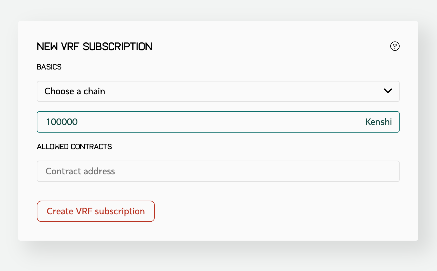 New VRF subscription form